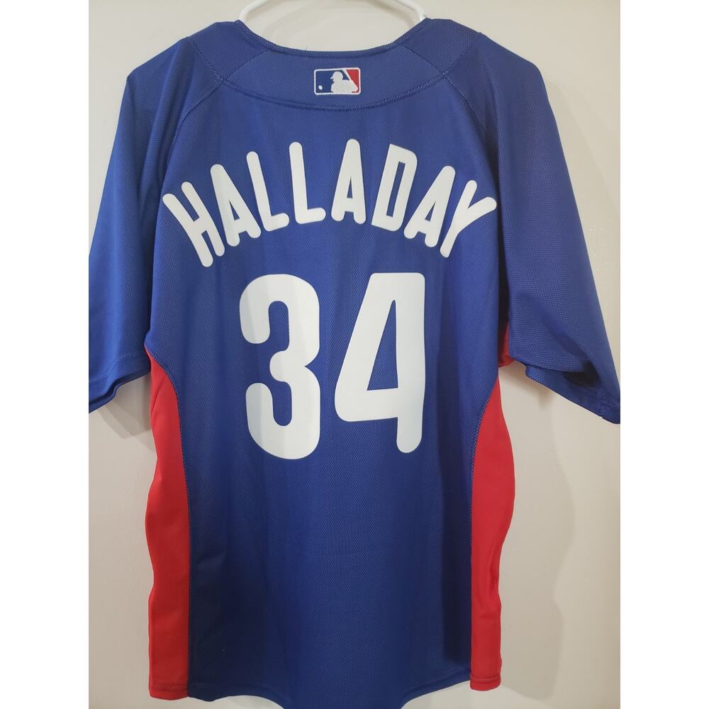 Roy Halladay Phillies BP Jersey Mitchell & Ness Cooperstown 40 M Blue NWT